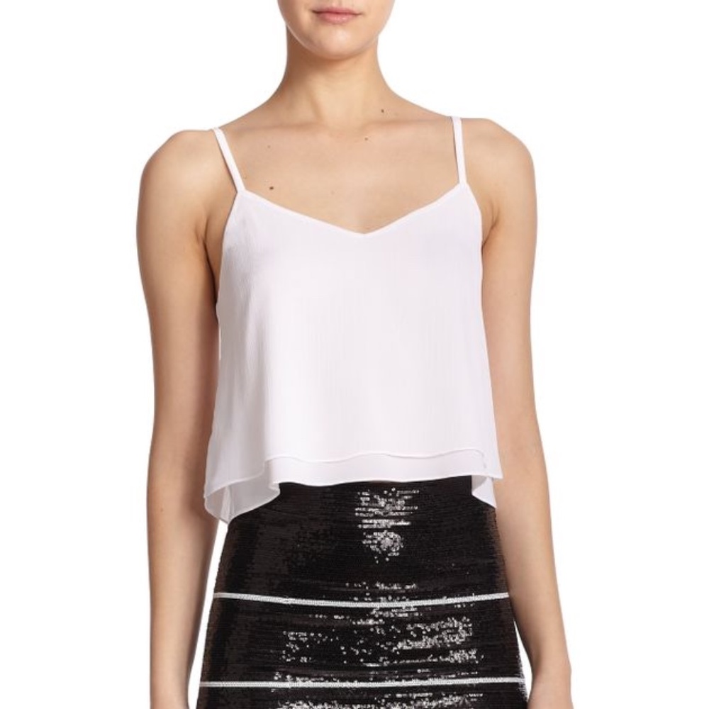 Alice + Olivia Double Layer Crop White Cami Top XS
